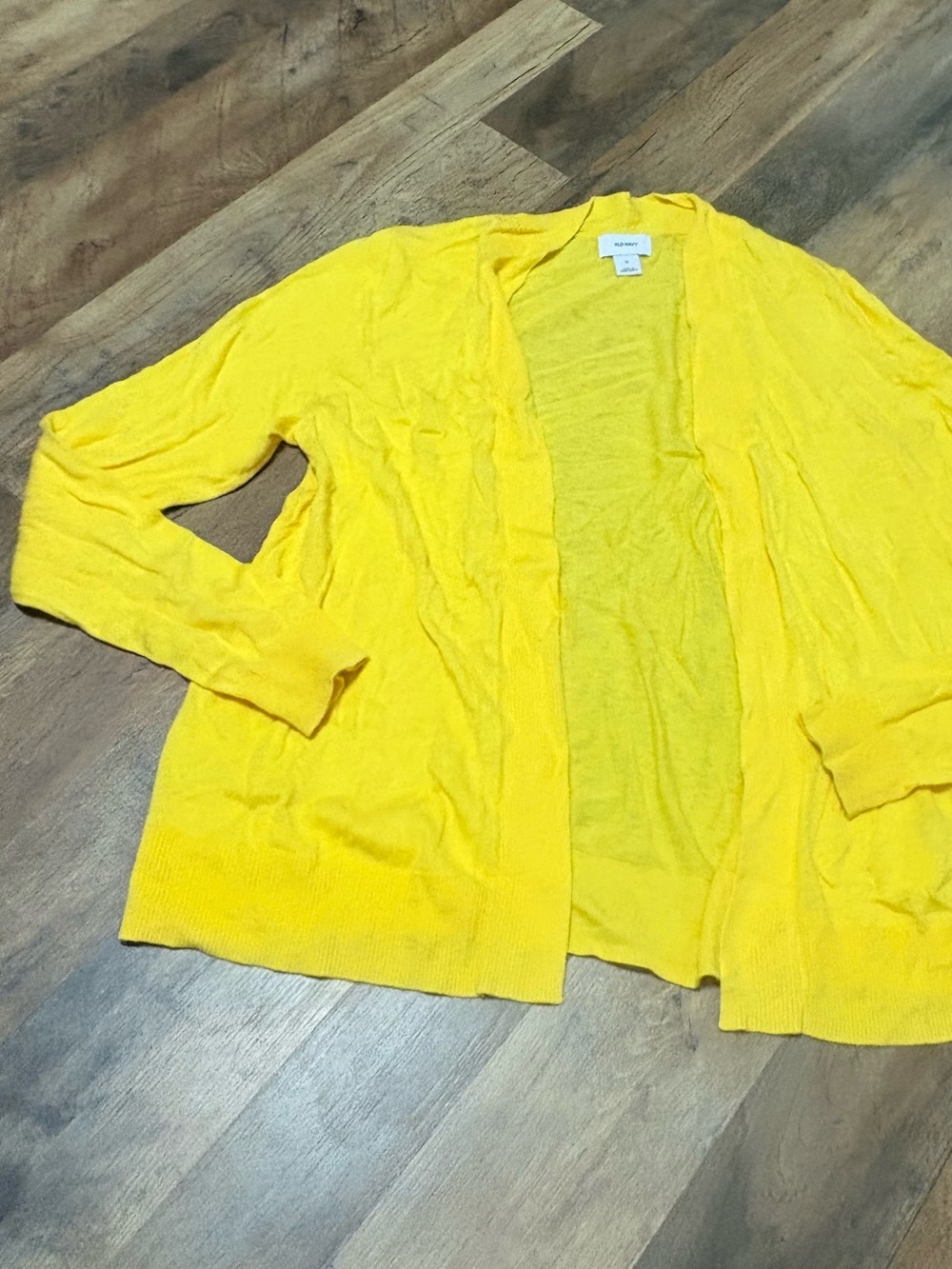 Old Navy Yellow Open Front Cardigan Women’s Medium Cotton Blend Lightweight Swea